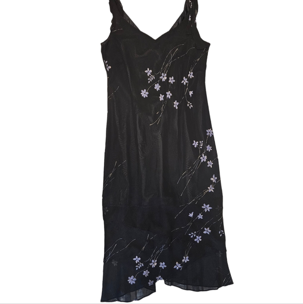 Jone's Wear Vintage Black & Floral Slip Midi Dress